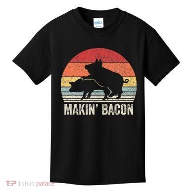 Retro Makin Bacon Pork Bacon Kids T-Shirt