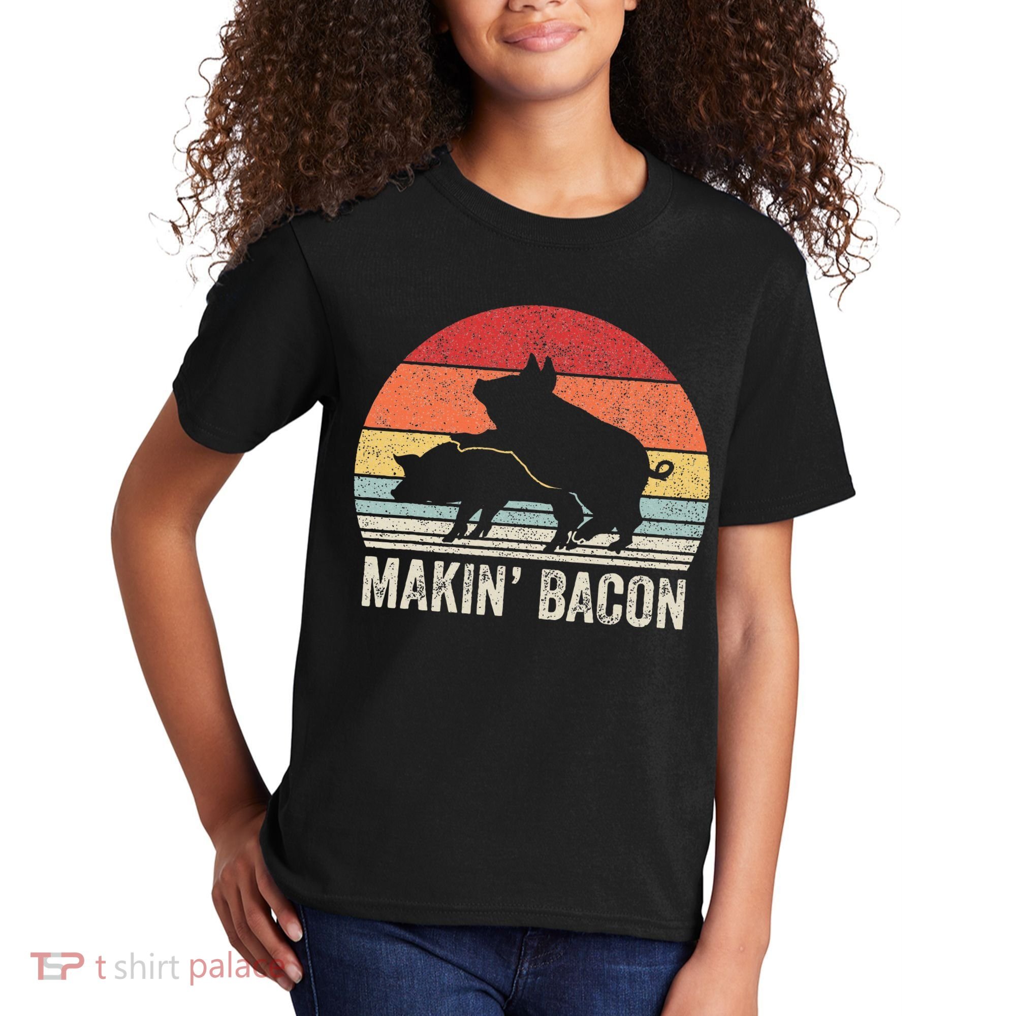 Retro Makin Bacon Pork Bacon Kids T-Shirt