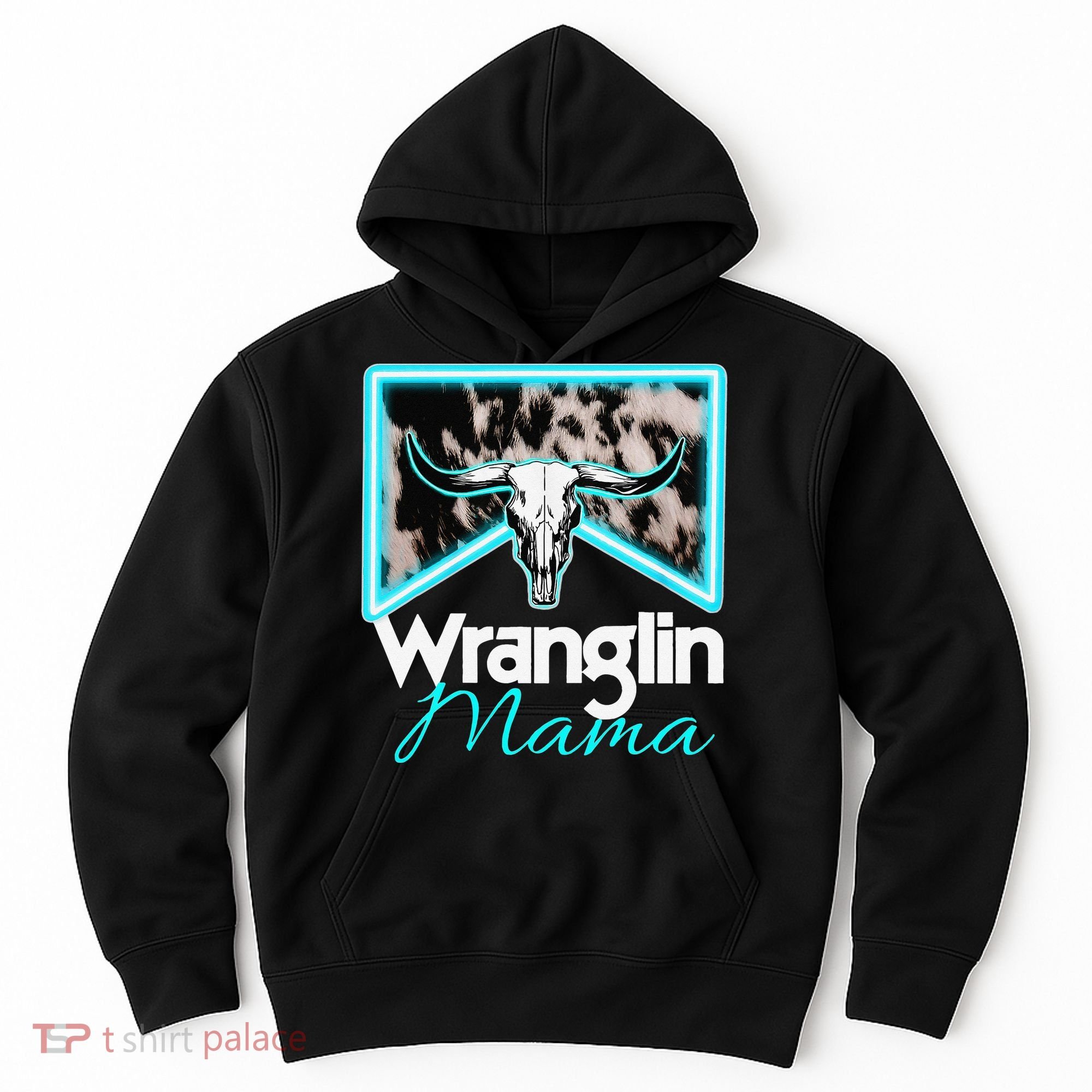 Rodeo Mama Cow Rodeo Mom Western Cowhide Wranglin Mama Hoodie