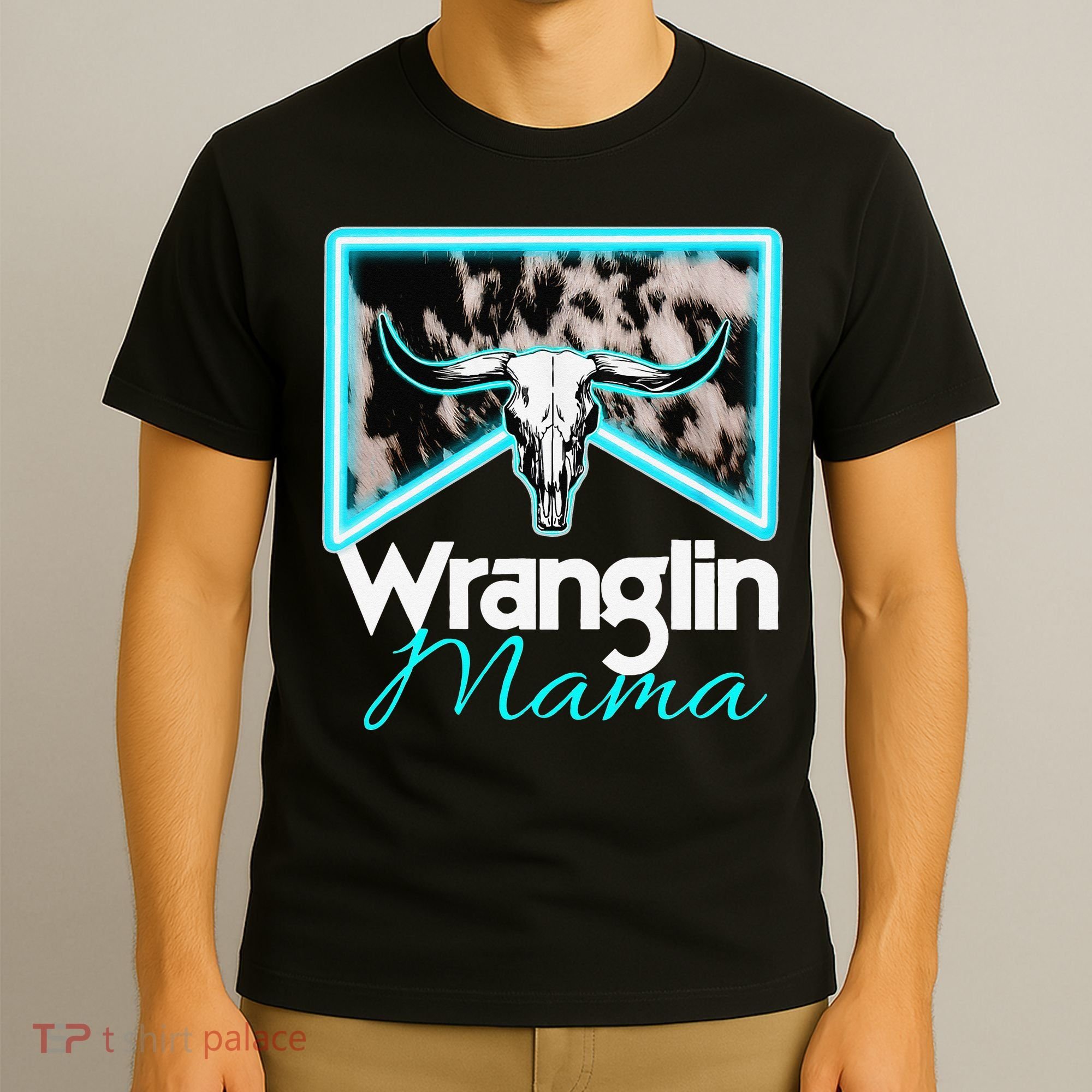 Rodeo Mama Cow Rodeo Mom Western Cowhide Wranglin Mama T-Shirt