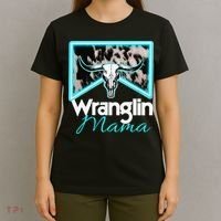 Rodeo Mama Cow Rodeo Mom Western Cowhide Wranglin Mama T-Shirt thumb 4