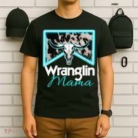 Rodeo Mama Cow Rodeo Mom Western Cowhide Wranglin Mama T-Shirt thumb 6