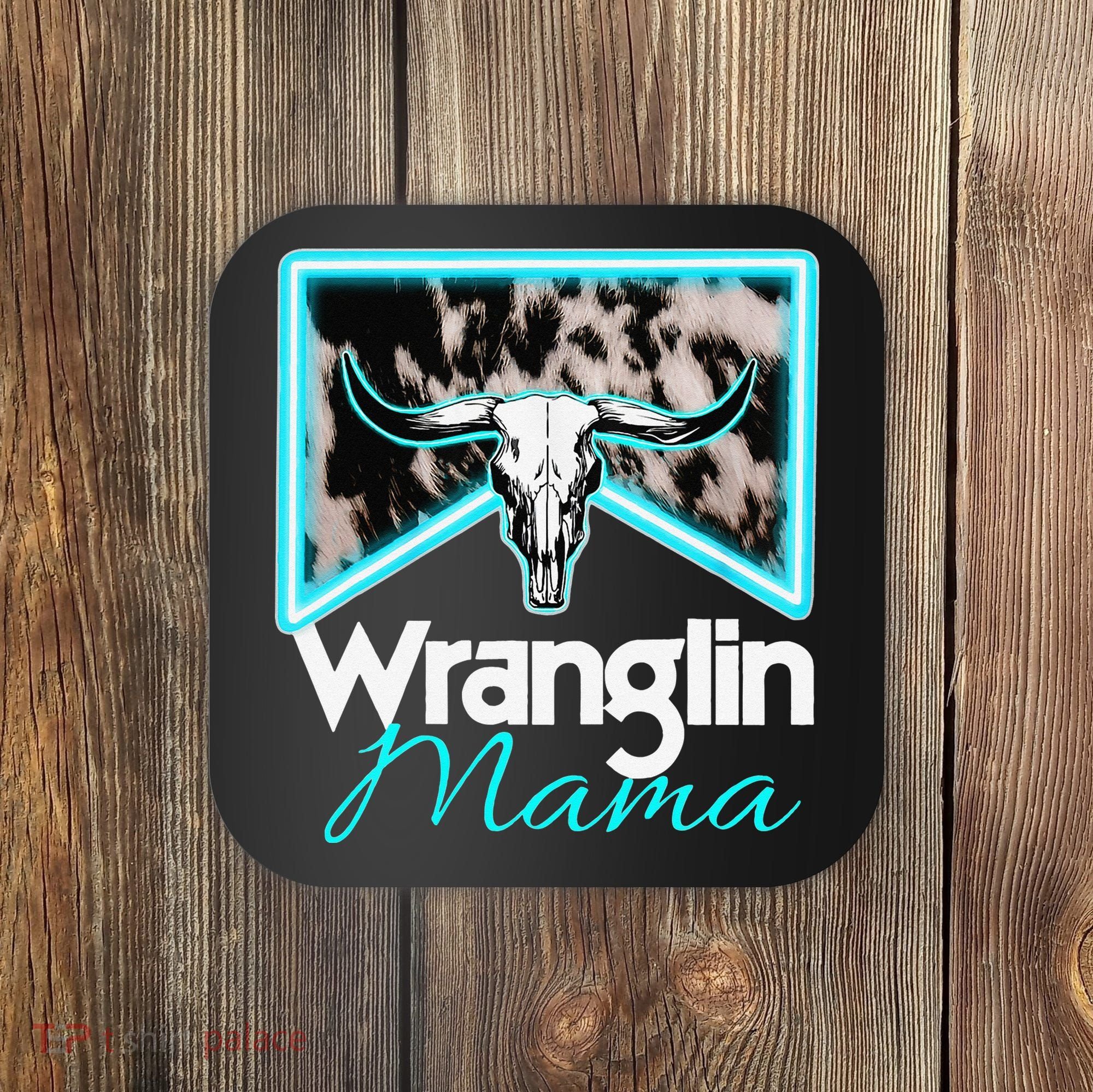 Rodeo Mama Cow Rodeo Mom Western Cowhide Wranglin Mama Coaster