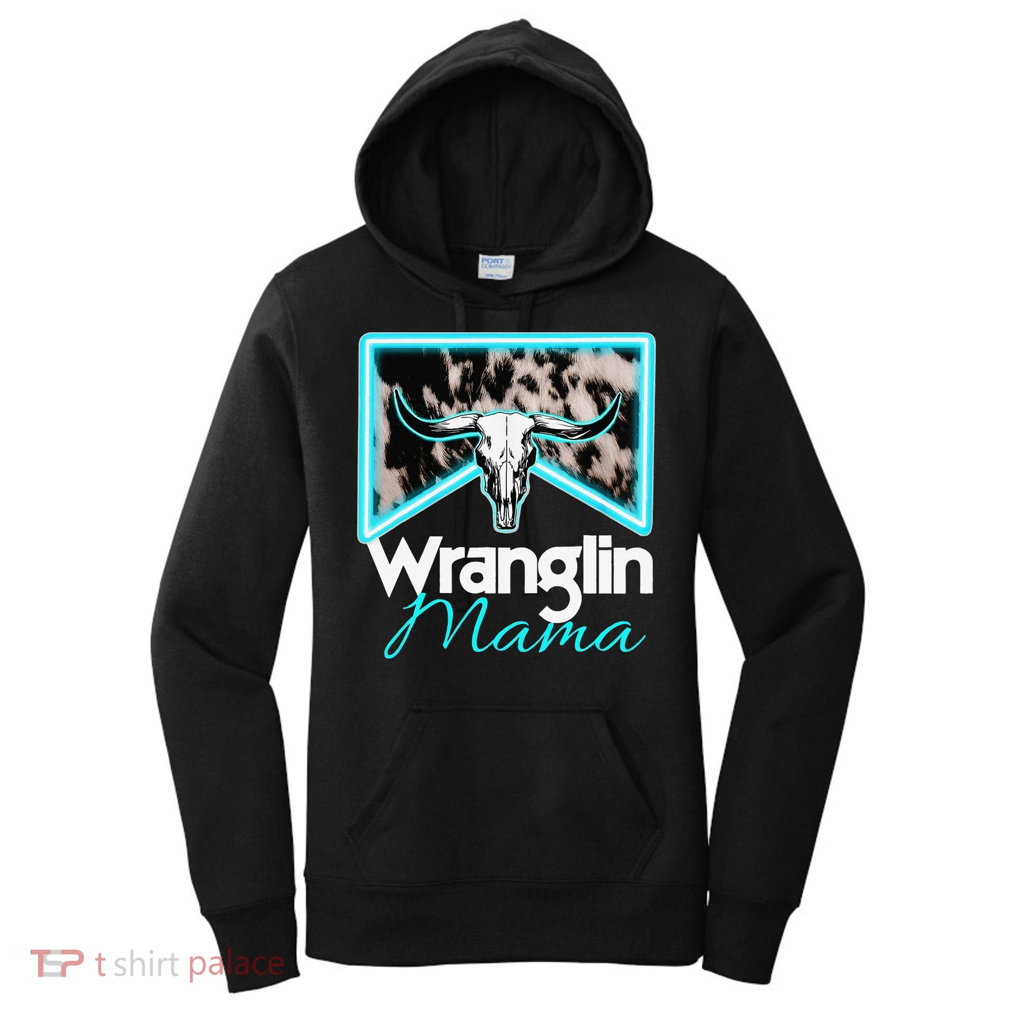 Rodeo Mama Cow Rodeo Mom Western Cowhide Wranglin Mama Women's Hoodie