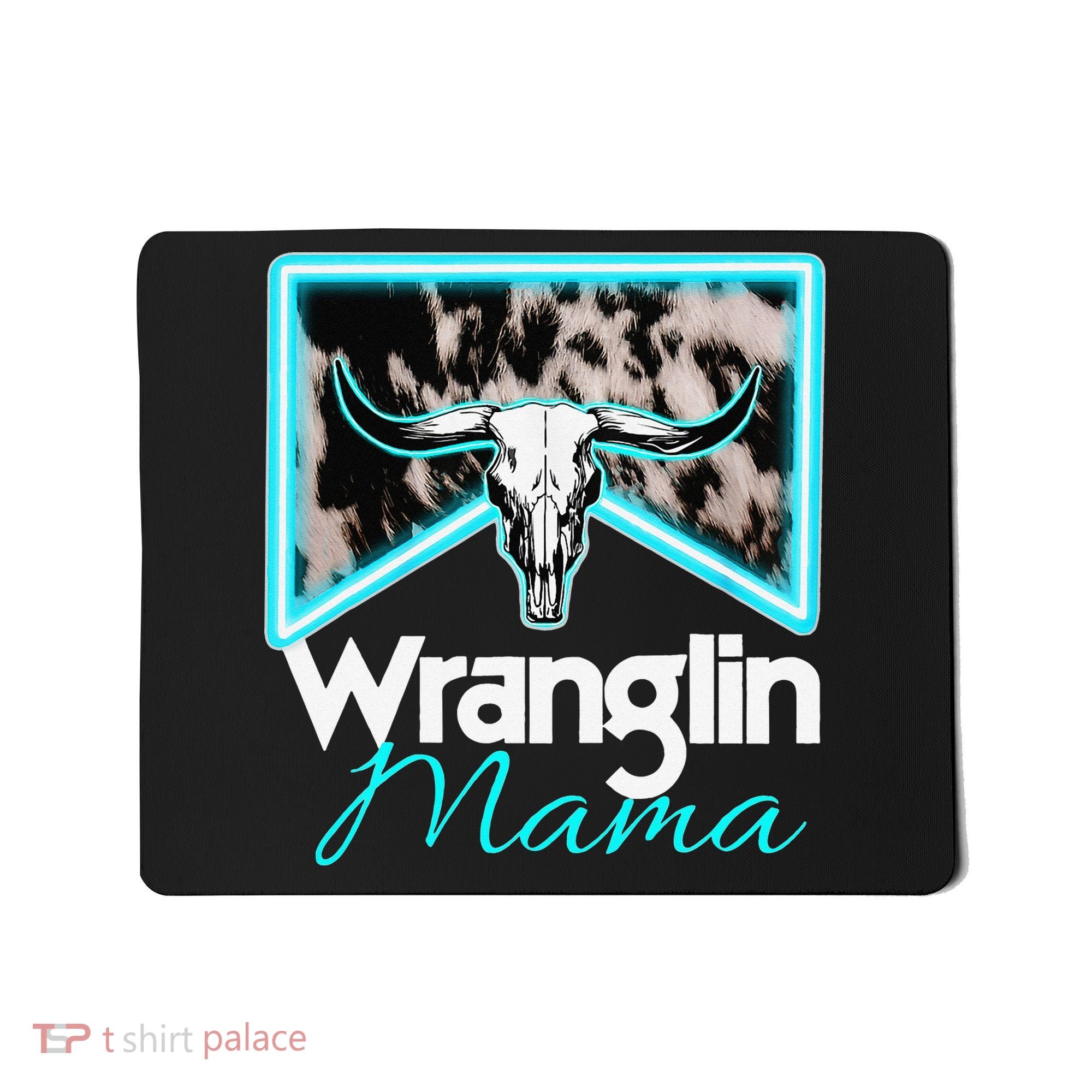 Rodeo Mama Cow Rodeo Mom Western Cowhide Wranglin Mama Mousepad
