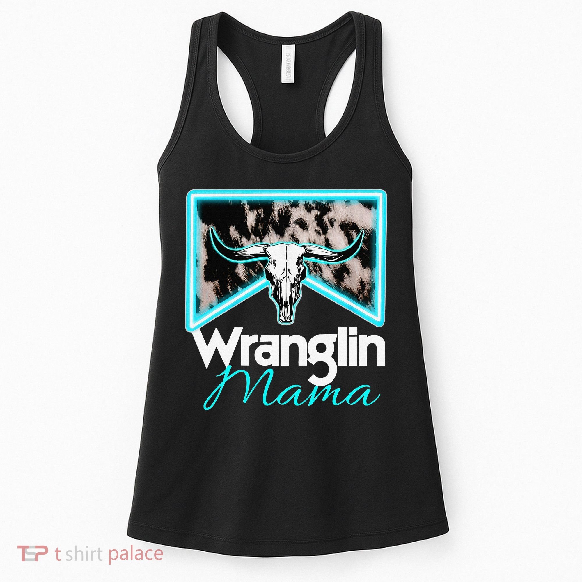 Rodeo Mama Cow Rodeo Mom Western Cowhide Wranglin Mama Women's Tank Top