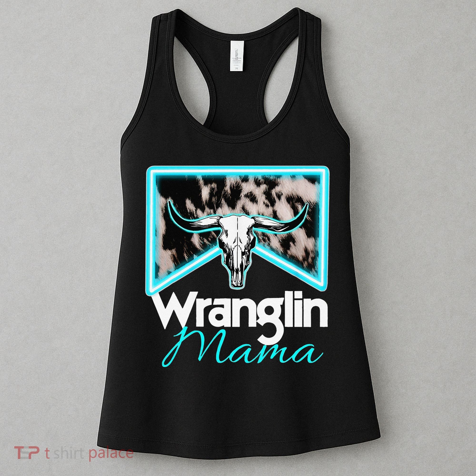 Rodeo Mama Cow Rodeo Mom Western Cowhide Wranglin Mama Women's Tank Top