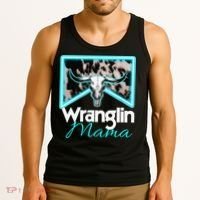 Rodeo Mama Cow Rodeo Mom Western Cowhide Wranglin Mama Tank Top thumb 3
