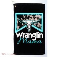Rodeo Mama Cow Rodeo Mom Western Cowhide Wranglin Mama Golf Towel thumb 0