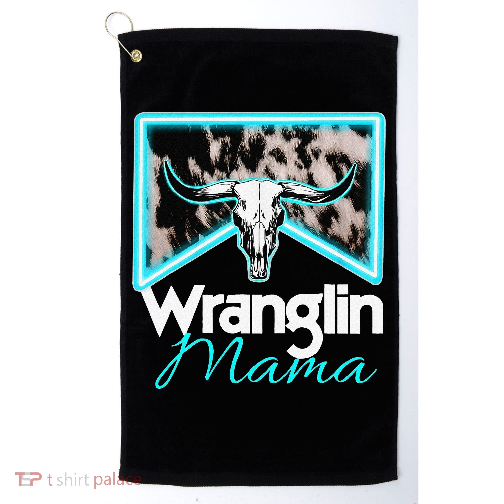 Rodeo Mama Cow Rodeo Mom Western Cowhide Wranglin Mama Golf Towel