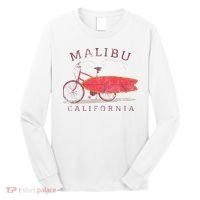 Retro Malibu California Surfing Fan Surfboard Bicycle Art Long Sleeve Shirt thumb 0