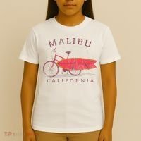 Retro Malibu California Surfing Fan Surfboard Bicycle Art T-Shirt thumb 4