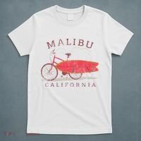 Retro Malibu California Surfing Fan Surfboard Bicycle Art T-Shirt thumb 5