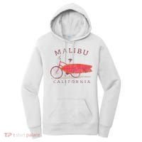 Retro Malibu California Surfing Fan Surfboard Bicycle Art Women's Hoodie thumb 0