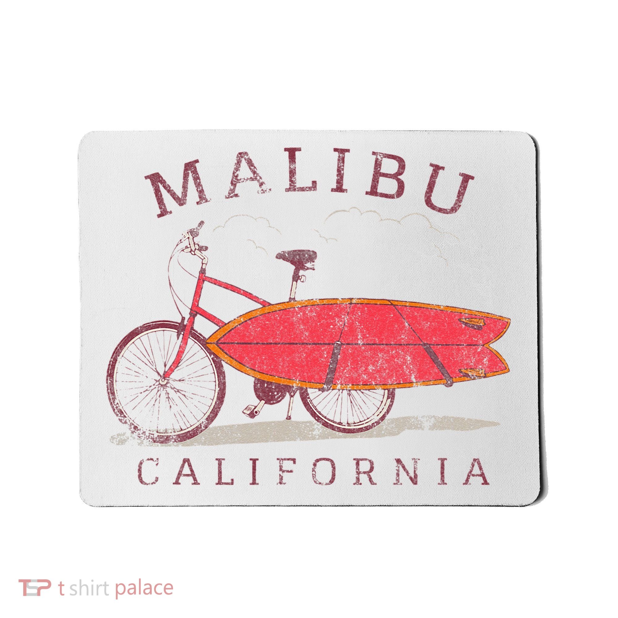 Retro Malibu California Surfing Fan Surfboard Bicycle Art Mousepad