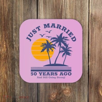 Romantic Matching Couples Golden 50th Wedding Anniversary Coaster