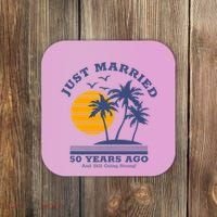 Romantic Matching Couples Golden 50th Wedding Anniversary Coaster thumb 0