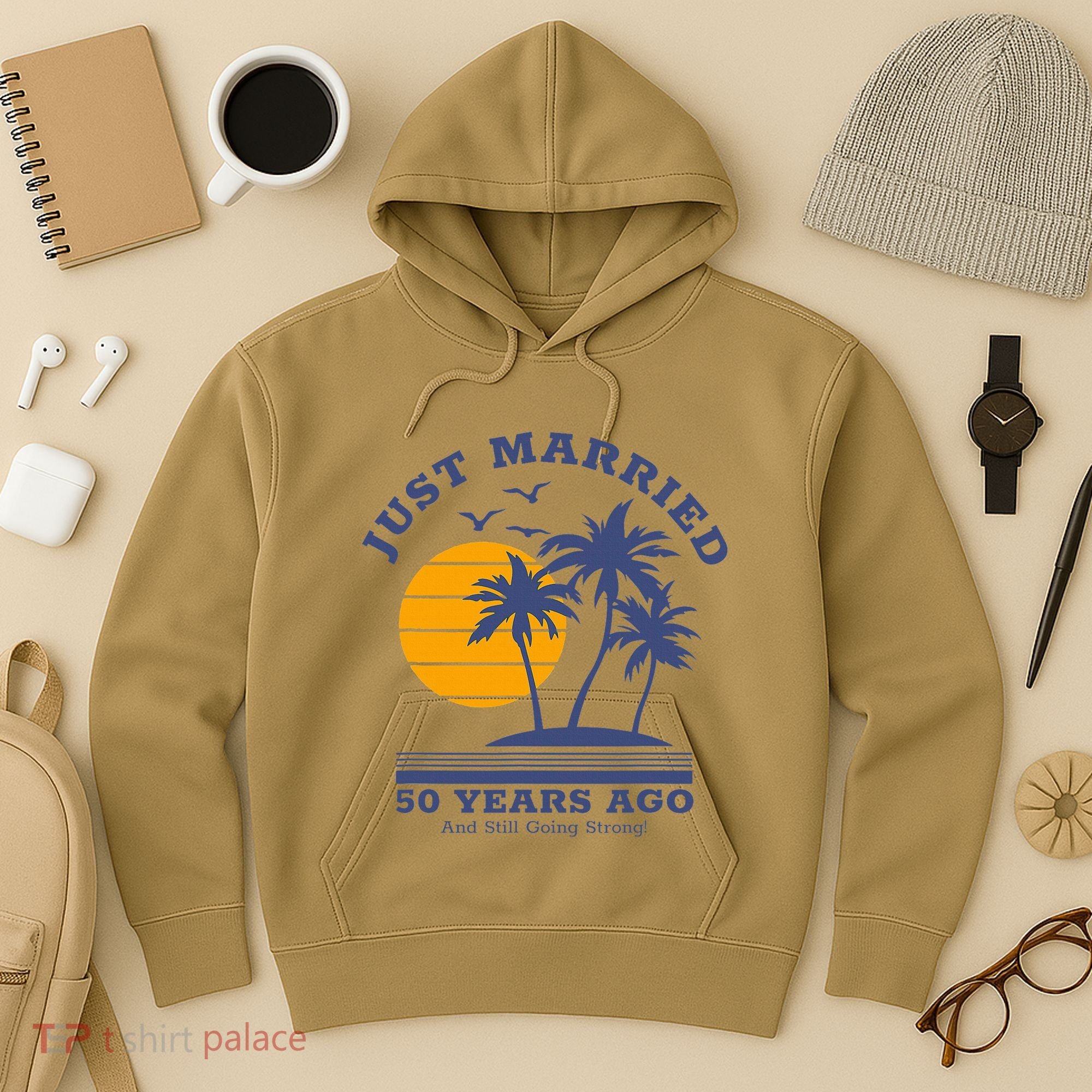 Romantic Matching Couples Golden 50th Wedding Anniversary Hoodie