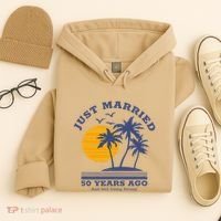 Romantic Matching Couples Golden 50th Wedding Anniversary Hoodie thumb 4