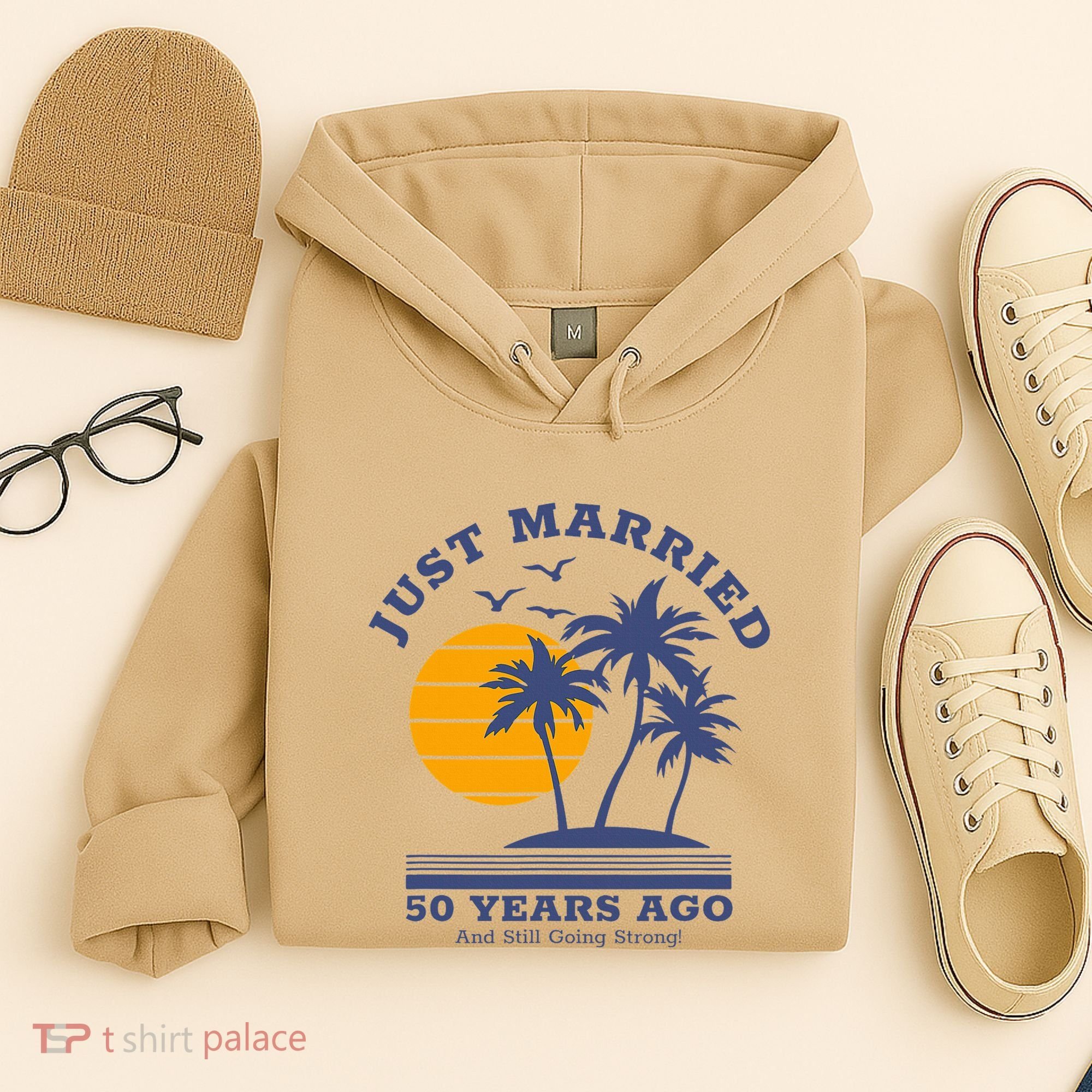 Romantic Matching Couples Golden 50th Wedding Anniversary Hoodie