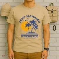 Romantic Matching Couples Golden 50th Wedding Anniversary T-Shirt thumb 6