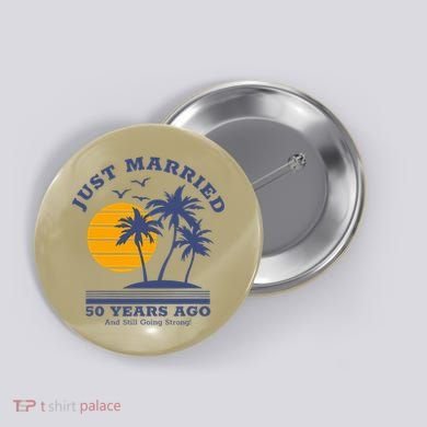Romantic Matching Couples Golden 50th Wedding Anniversary Button