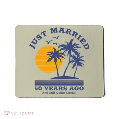 Romantic Matching Couples Golden 50th Wedding Anniversary Mousepad