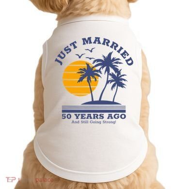 Romantic Matching Couples Golden 50th Wedding Anniversary Doggie Tank