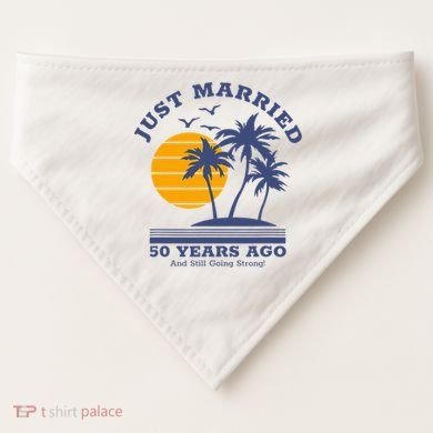 Romantic Matching Couples Golden 50th Wedding Anniversary USA-Made Doggie Bandana
