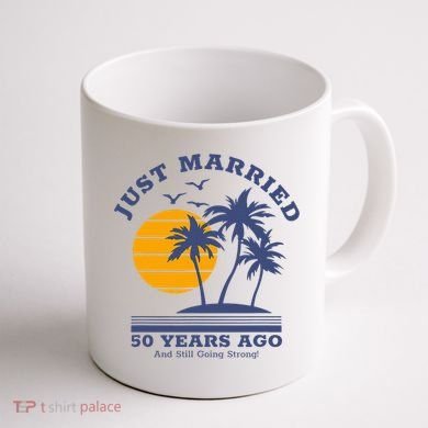 Romantic Matching Couples Golden 50th Wedding Anniversary Coffee Mug back