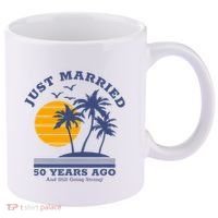 Romantic Matching Couples Golden 50th Wedding Anniversary 11oz C Handle Ceramic Mug thumb 0