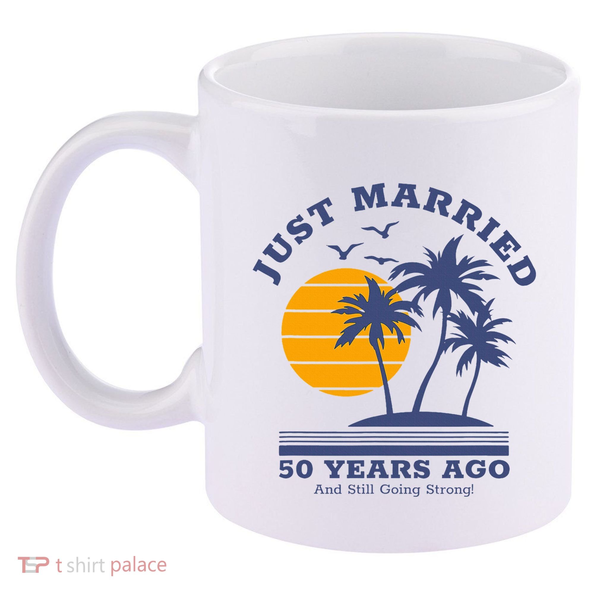 Romantic Matching Couples Golden 50th Wedding Anniversary 11oz C Handle Ceramic Mug