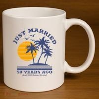 Romantic Matching Couples Golden 50th Wedding Anniversary 11oz C Handle Ceramic Mug thumb 3