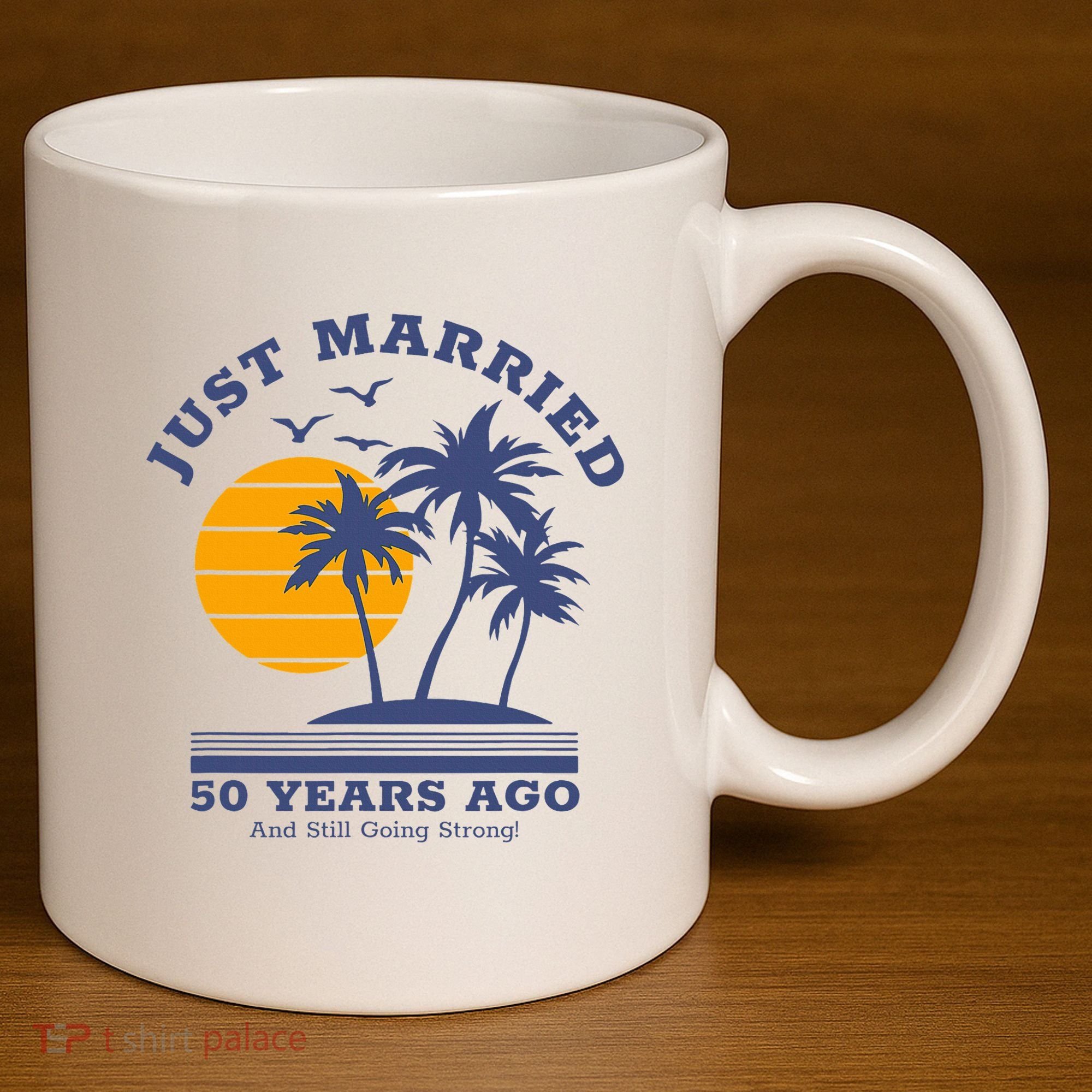 Romantic Matching Couples Golden 50th Wedding Anniversary 11oz C Handle Ceramic Mug