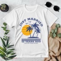 Romantic Matching Couples Golden 50th Wedding Anniversary Premium T-Shirt thumb 2