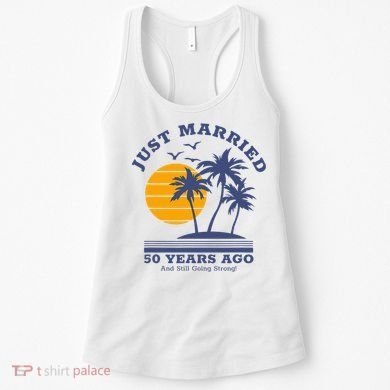 Romantic Matching Couples Golden 50th Wedding Anniversary Women's Tank Top