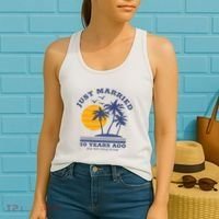 Romantic Matching Couples Golden 50th Wedding Anniversary Women's Tank Top thumb 2