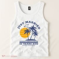 Romantic Matching Couples Golden 50th Wedding Anniversary Tank Top thumb 2