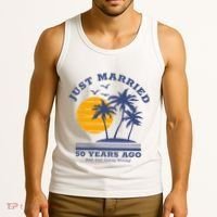 Romantic Matching Couples Golden 50th Wedding Anniversary Tank Top thumb 3