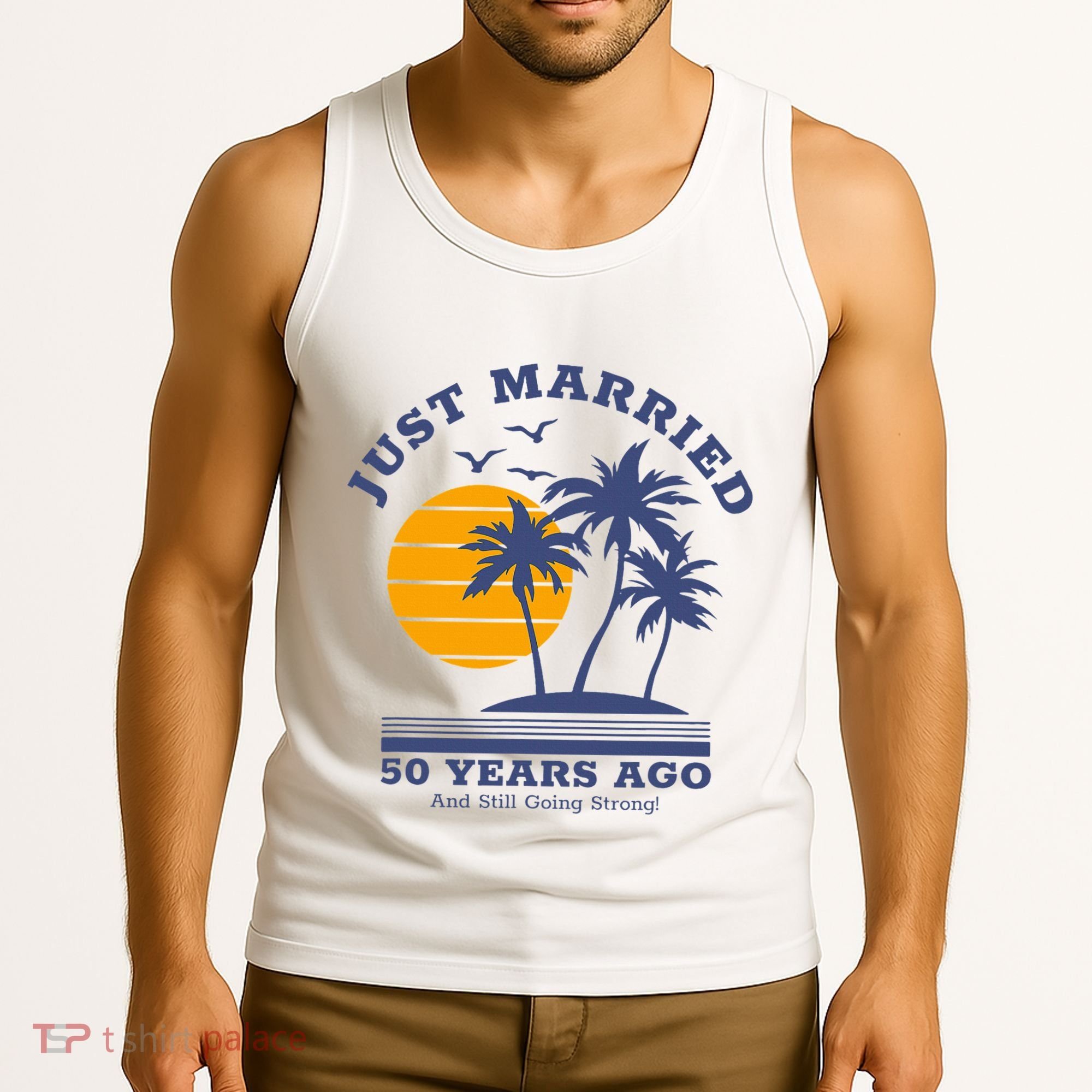 Romantic Matching Couples Golden 50th Wedding Anniversary Tank Top