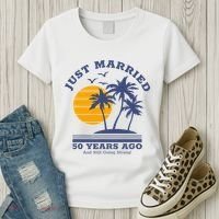 Romantic Matching Couples Golden 50th Wedding Anniversary Women's T-Shirt thumb 3