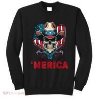 Retro Merica Cowboy Skull American Flag 4th Of July Sweatshirt thumb 0