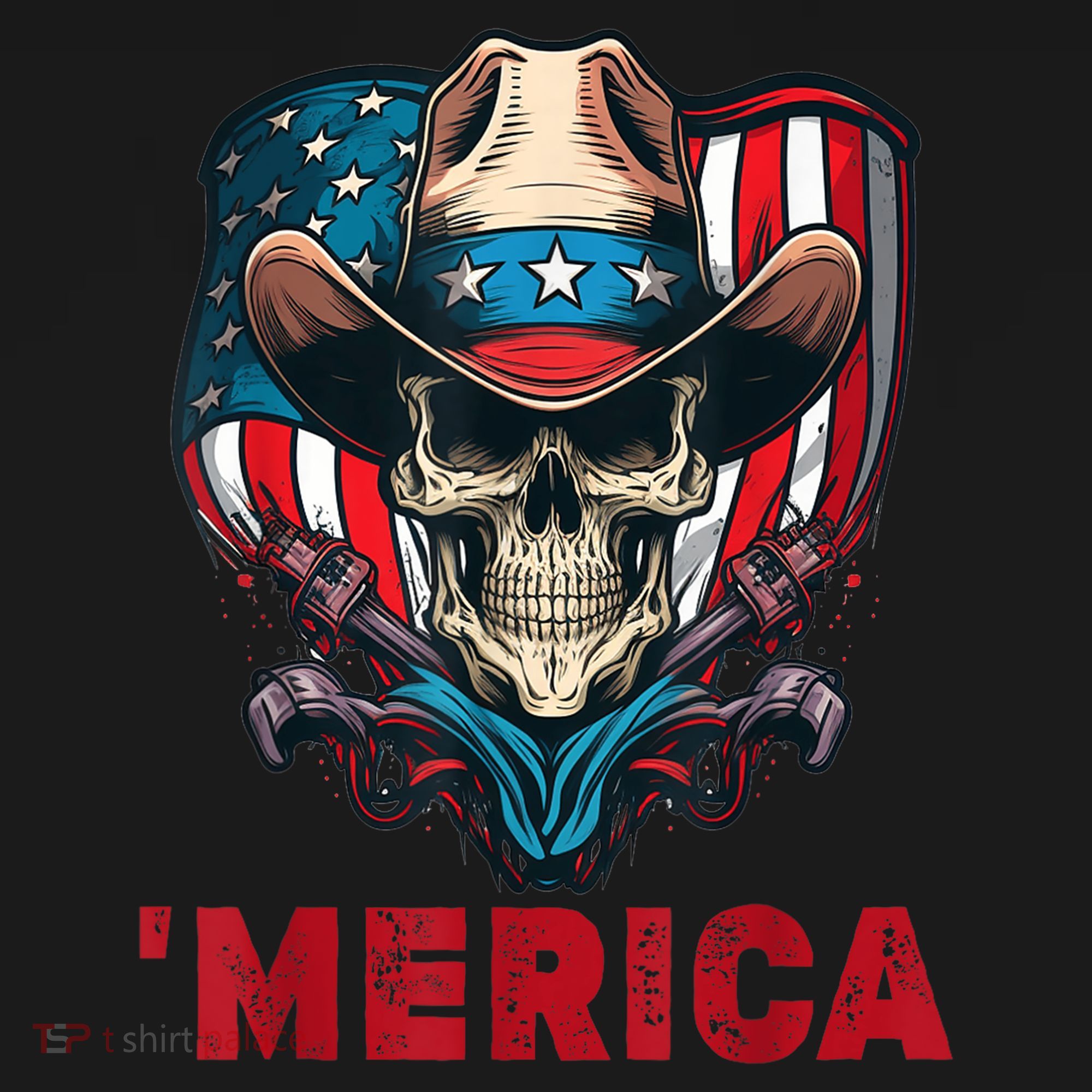 Retro Merica Cowboy Skull American Flag 4th Of July Women's Hoodie