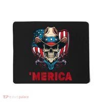 Retro Merica Cowboy Skull American Flag 4th Of July Mousepad thumb 0
