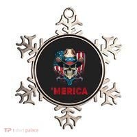 Retro Merica Cowboy Skull American Flag 4th Of July Ornament thumb 0