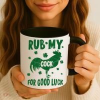 Rub My Cock For Good Lucky Funny St Patrick's Day Coffee Mug thumb 3