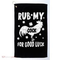 Rub My Cock For Good Lucky Funny St Patrick's Day Golf Towel thumb 0