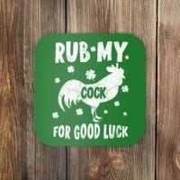 Rub My Cock For Good Lucky Funny St Patrick's Day Coaster thumb 0