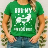 Rub My Cock For Good Lucky Funny St Patrick's Day Women's T-Shirt thumb 2