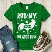 Rub My Cock For Good Lucky Funny St Patrick's Day Women's T-Shirt thumb 3